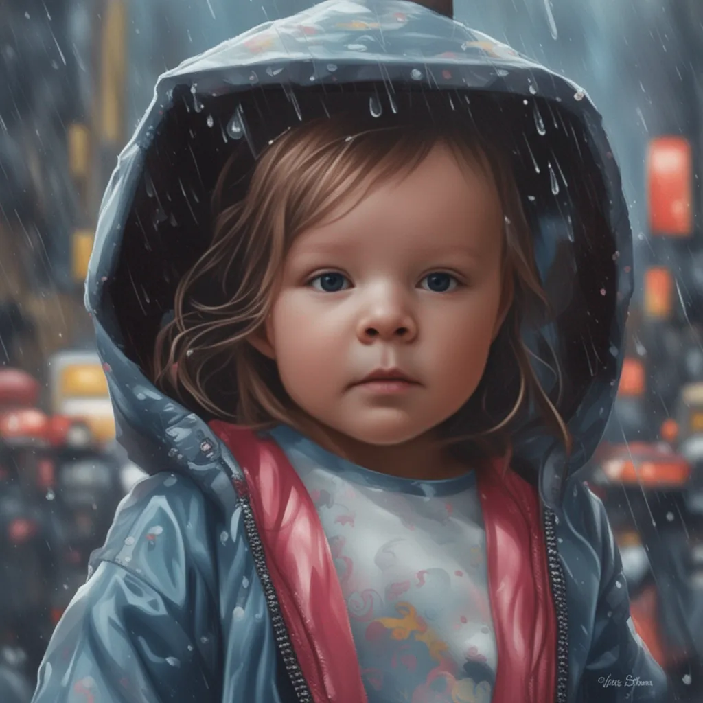 Beautiful portrait of Zoë in the rain